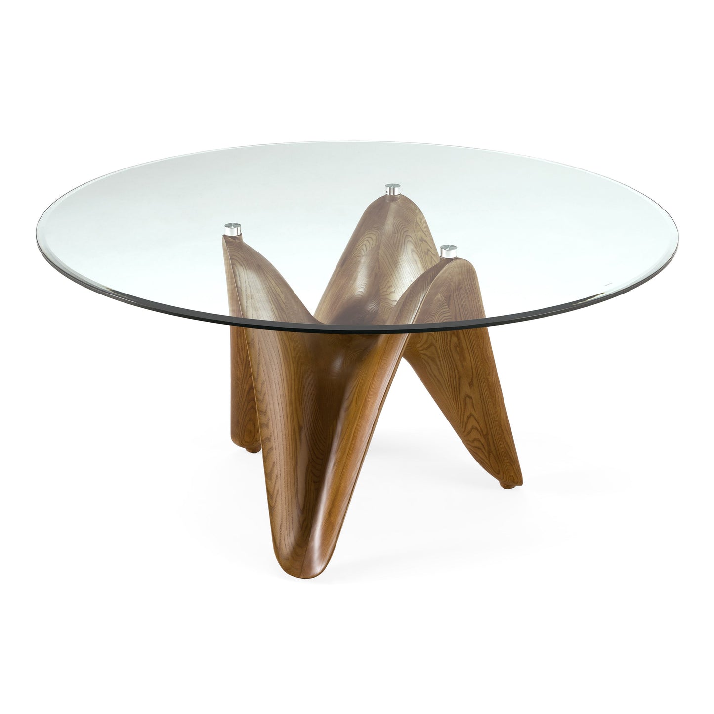 Seguin Round Glass and Walnut 59 Round Dining Table