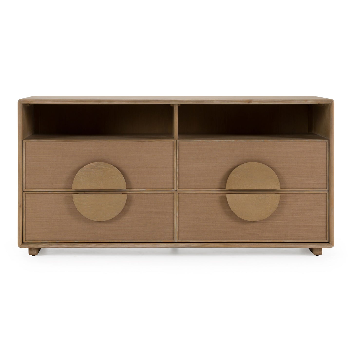 Sergio Modern Natural Oak Dresser with Rattan Drawer Fronts