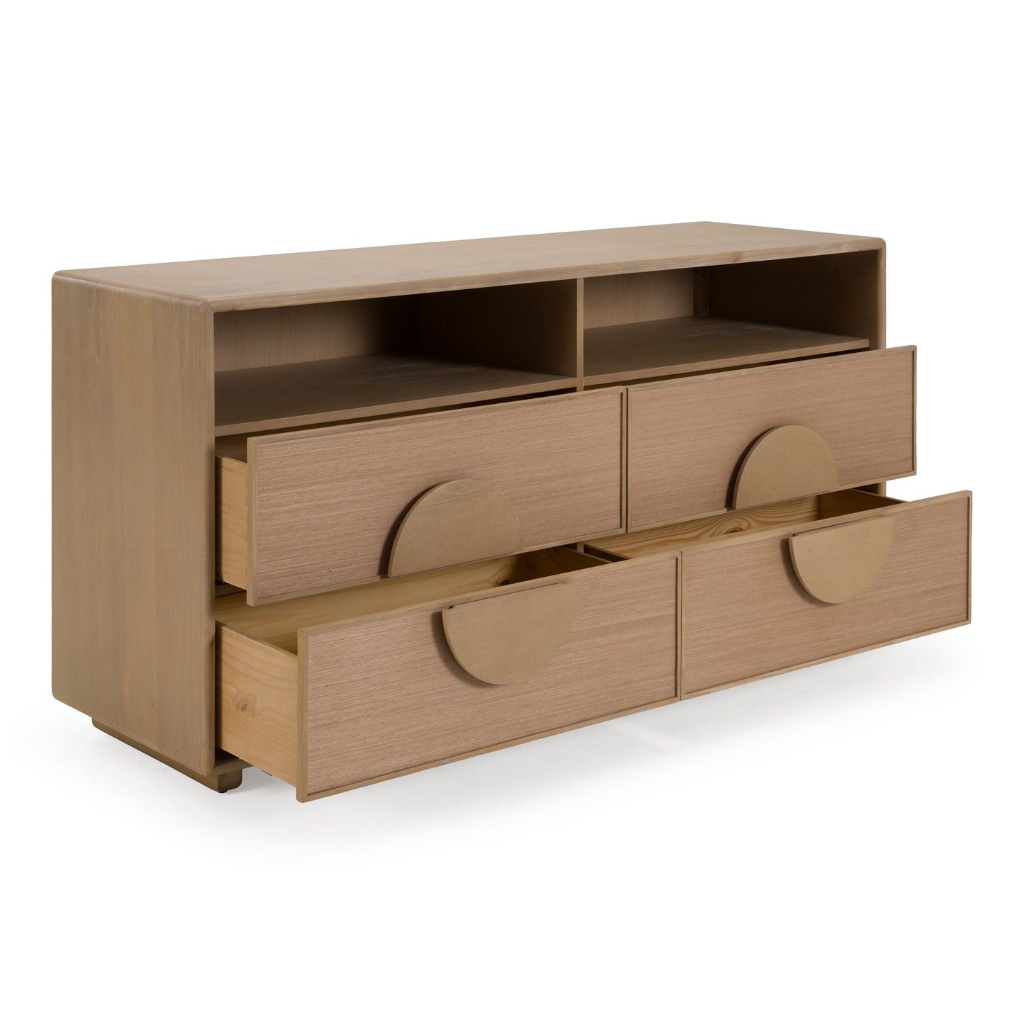 Sergio Modern Natural Oak Dresser with Rattan Drawer Fronts