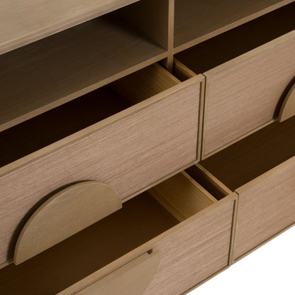 Sergio Modern Natural Oak Dresser with Rattan Drawer Fronts
