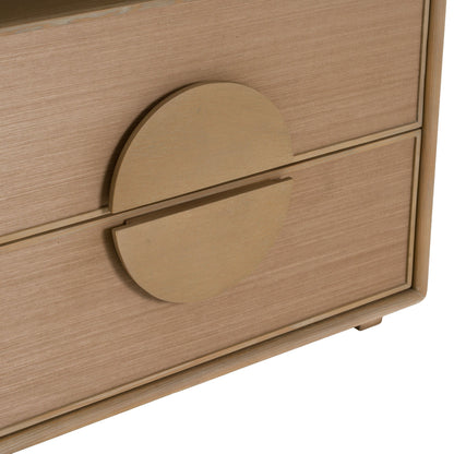 Sergio Modern Natural Oak Dresser with Rattan Drawer Fronts
