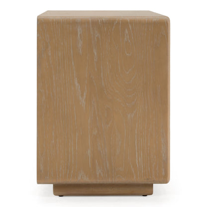 Sergio Modern Natural Oak Nightstand with Rattan Drawer Fronts