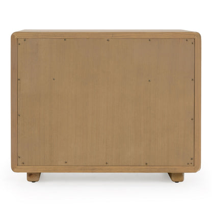Sergio Modern Natural Oak Nightstand with Rattan Drawer Fronts