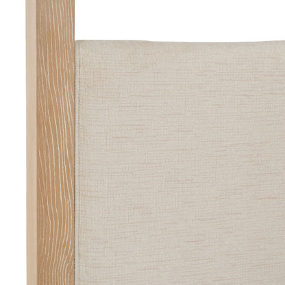 Sergio Modern Beige Fabric and Natural Oak Eastern King Canopy Bed