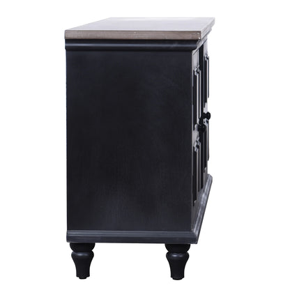 Summit Media Cabinet Black Wooden 2 Textured Door 2 Shelf Media Cabinet