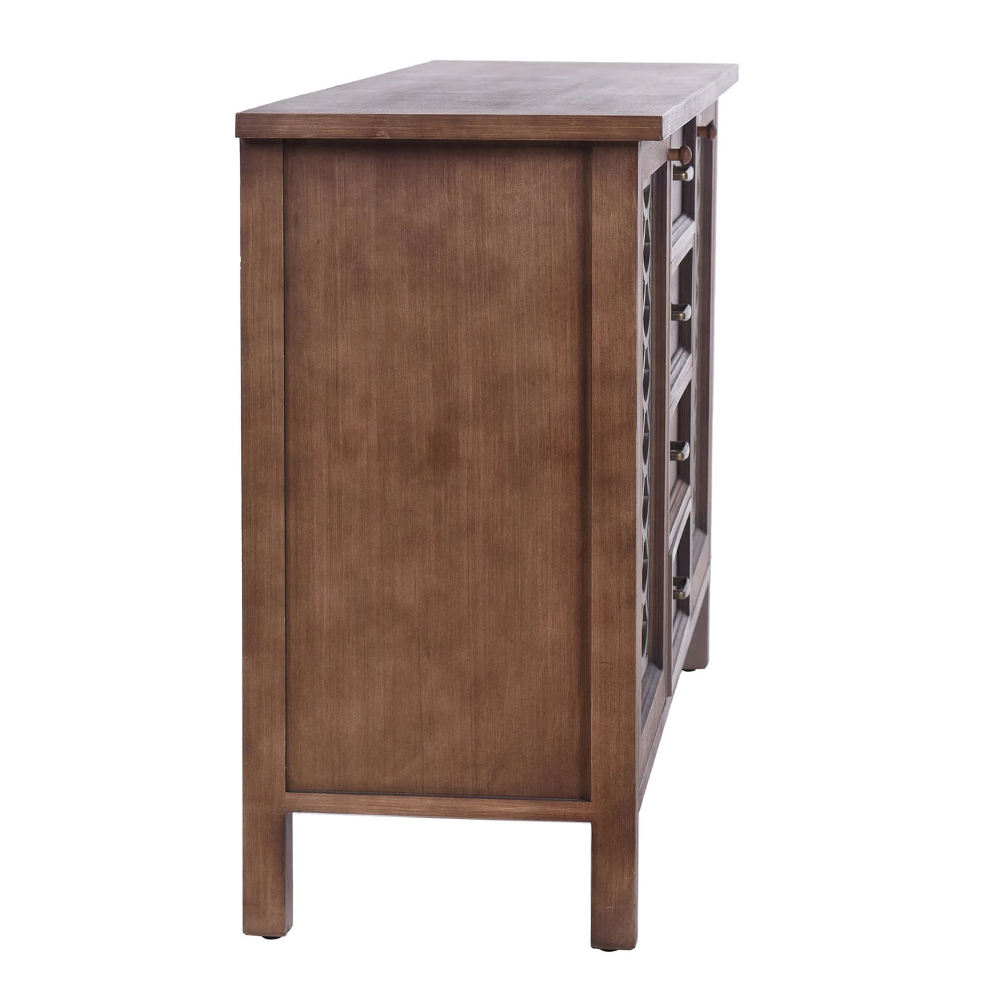 Scallop Sideboard Four Drawer and Two Door Silver and Natural Wood Finish