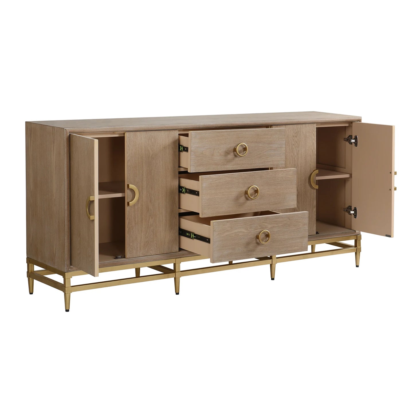 Augusta Cardenza Four Door and Three Drawer Cabinet Weathered Oak Finish