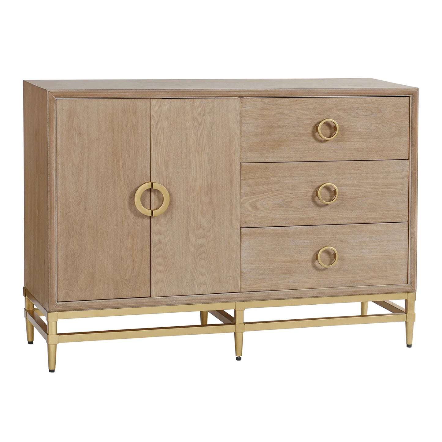 Augusta Cabinet Two Door and Three Drawer Cabinet Weathered Oak Finish