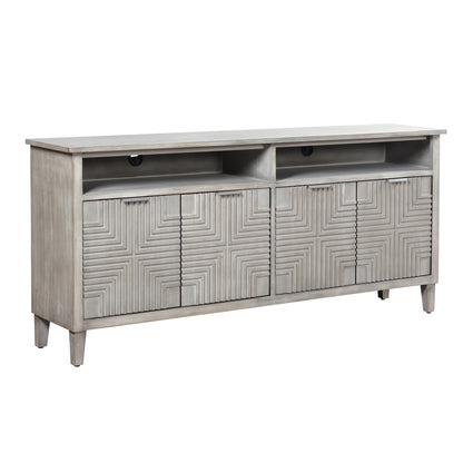 Quadrant Cardenza Four Geometric Patterned Door Cabinet Brushed Gray Finish