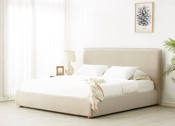 Callahan Bouclé King Bed – Luxurious Upholstered Bed with Soft Bouclé Fabric for Ultimate Comfort