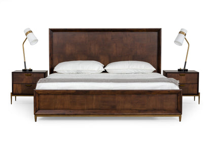 Shane Acacia Bed with Brass Accents