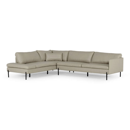 Sherry Grey LAF Chaise Leather Sectional Sofa