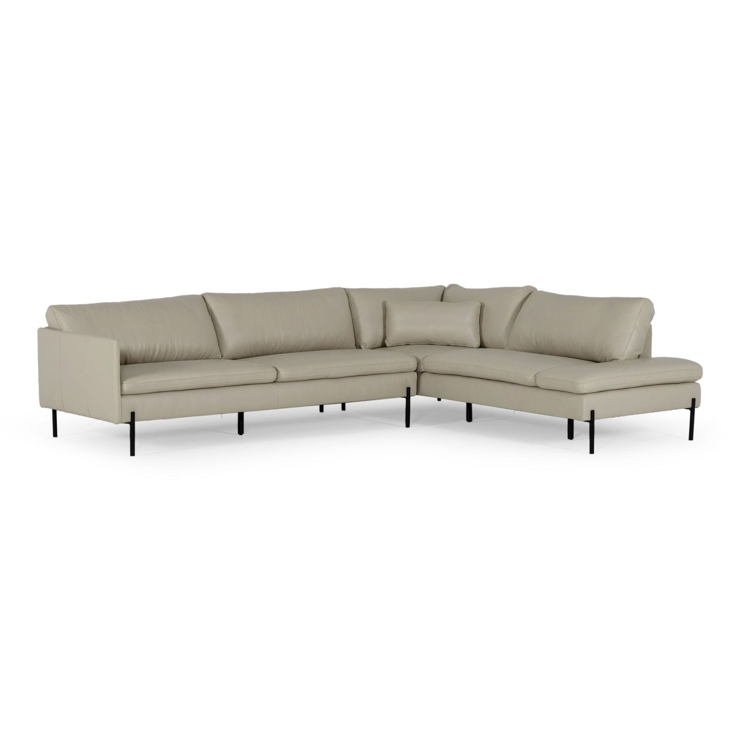 Sherry Grey RAF Chaise Leather Sectional Sofa