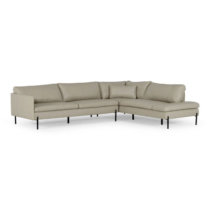 Sherry Grey RAF Chaise Leather Sectional Sofa