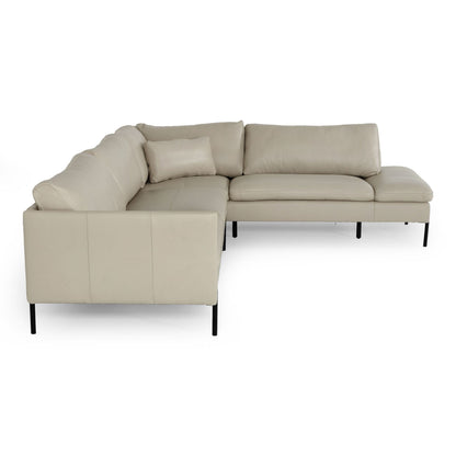 Sherry Grey RAF Chaise Leather Sectional Sofa