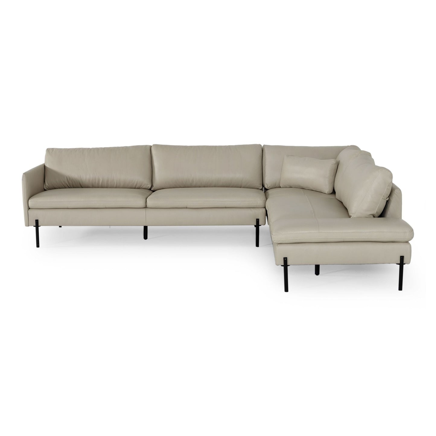 Sherry Grey RAF Chaise Leather Sectional Sofa