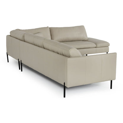 Sherry Grey RAF Chaise Leather Sectional Sofa