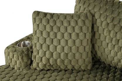 Ferryhill 2-Arm Olive Green Soft Faux Fur Chaise