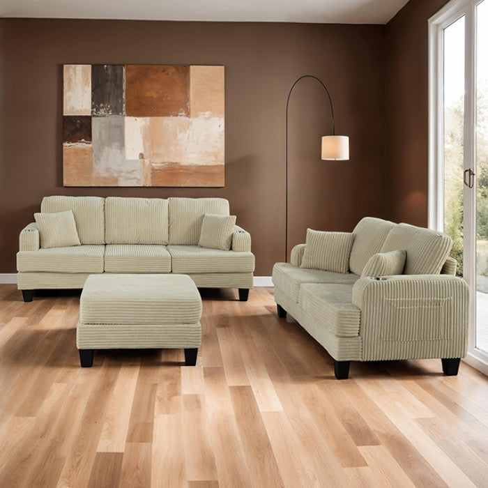 Moretaine Beige Corduroy Storage Ottoman – Stylish & Functional Seating