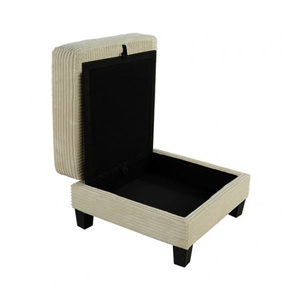 Moretaine Beige Corduroy Storage Ottoman – Stylish & Functional Seating