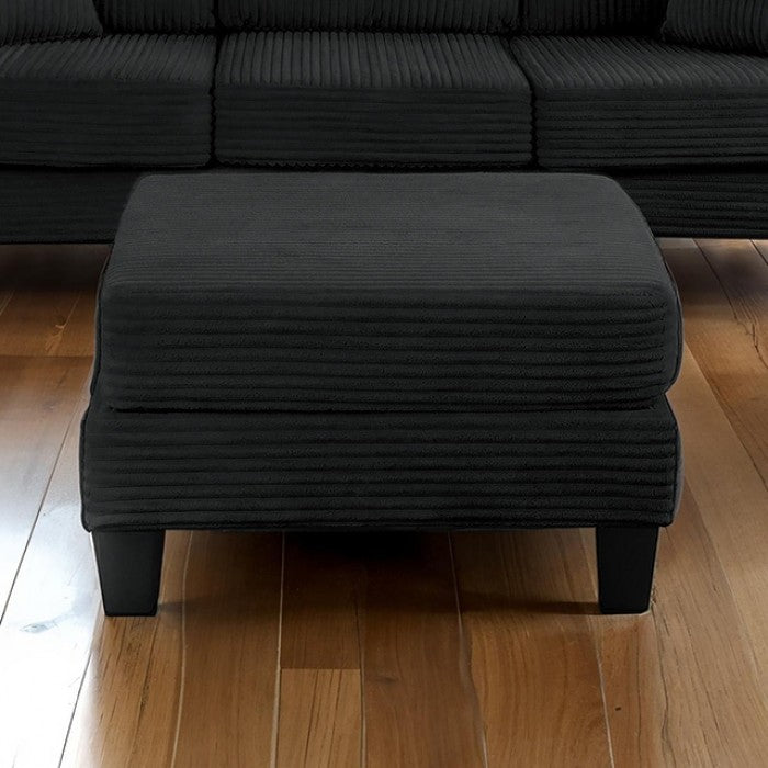 Moretaine Black Corduroy Storage Ottoman – Stylish & Functional