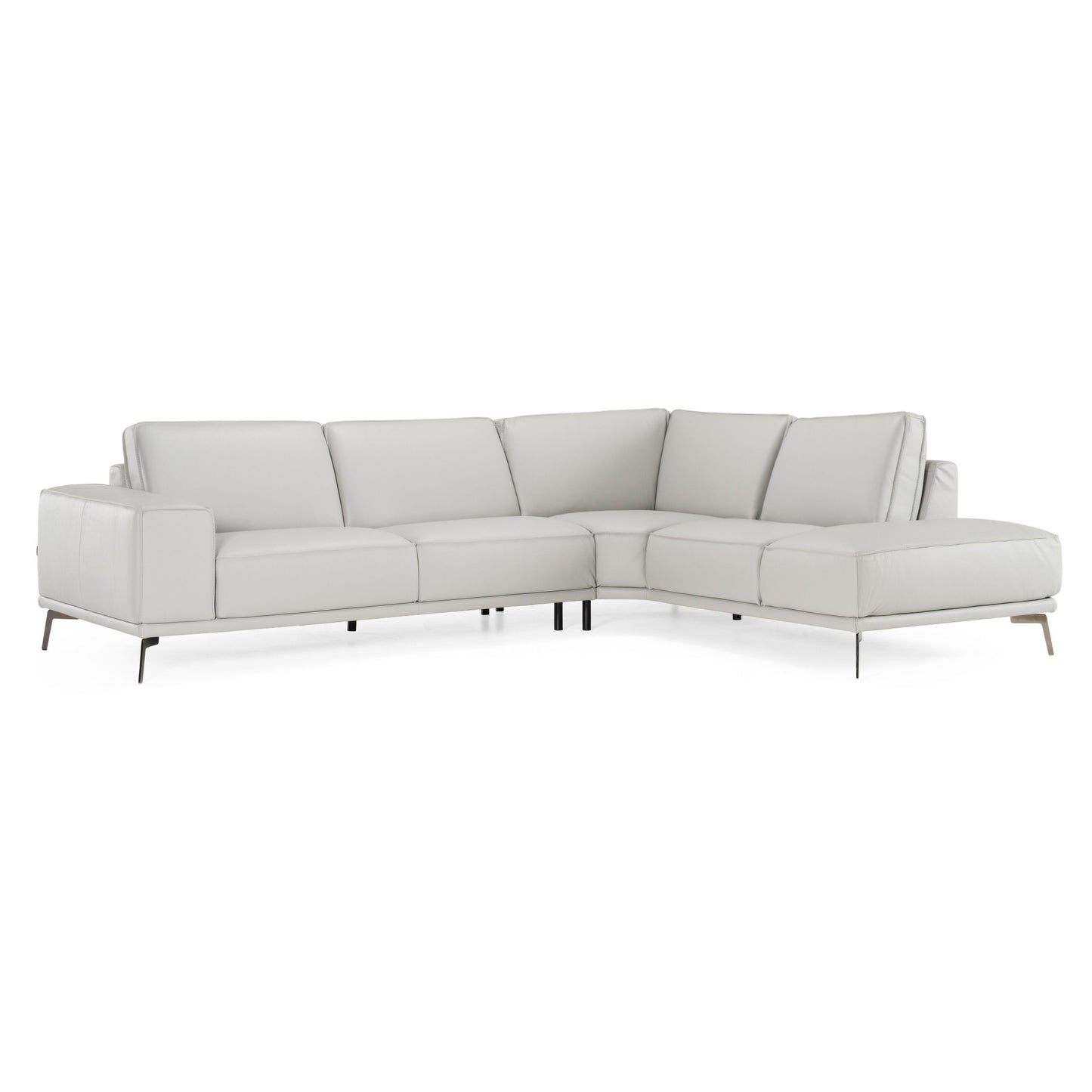 Lamod Italia Soho Right-Facing Light Grey Nirvana Leather Sectional Sofa – Italian Design