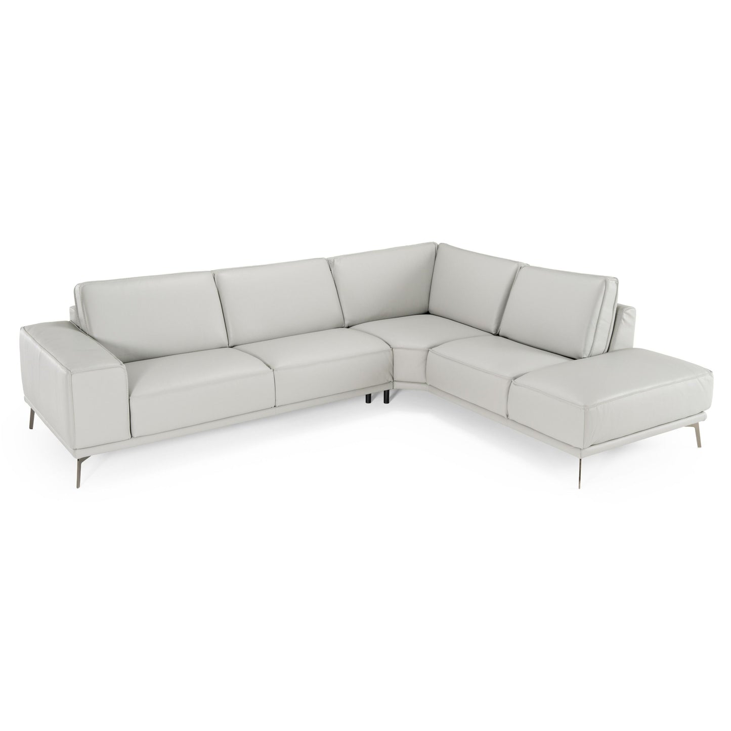 Lamod Italia Soho Right-Facing Light Grey Nirvana Leather Sectional Sofa – Italian Design