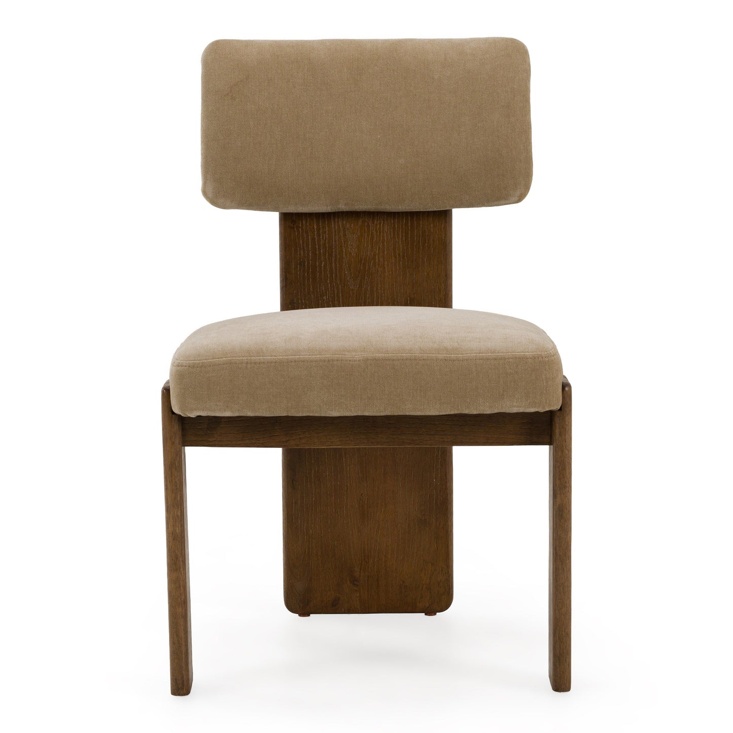 Solis Modern Tan Fabric and Walnut Dining Chairs Set of 2
