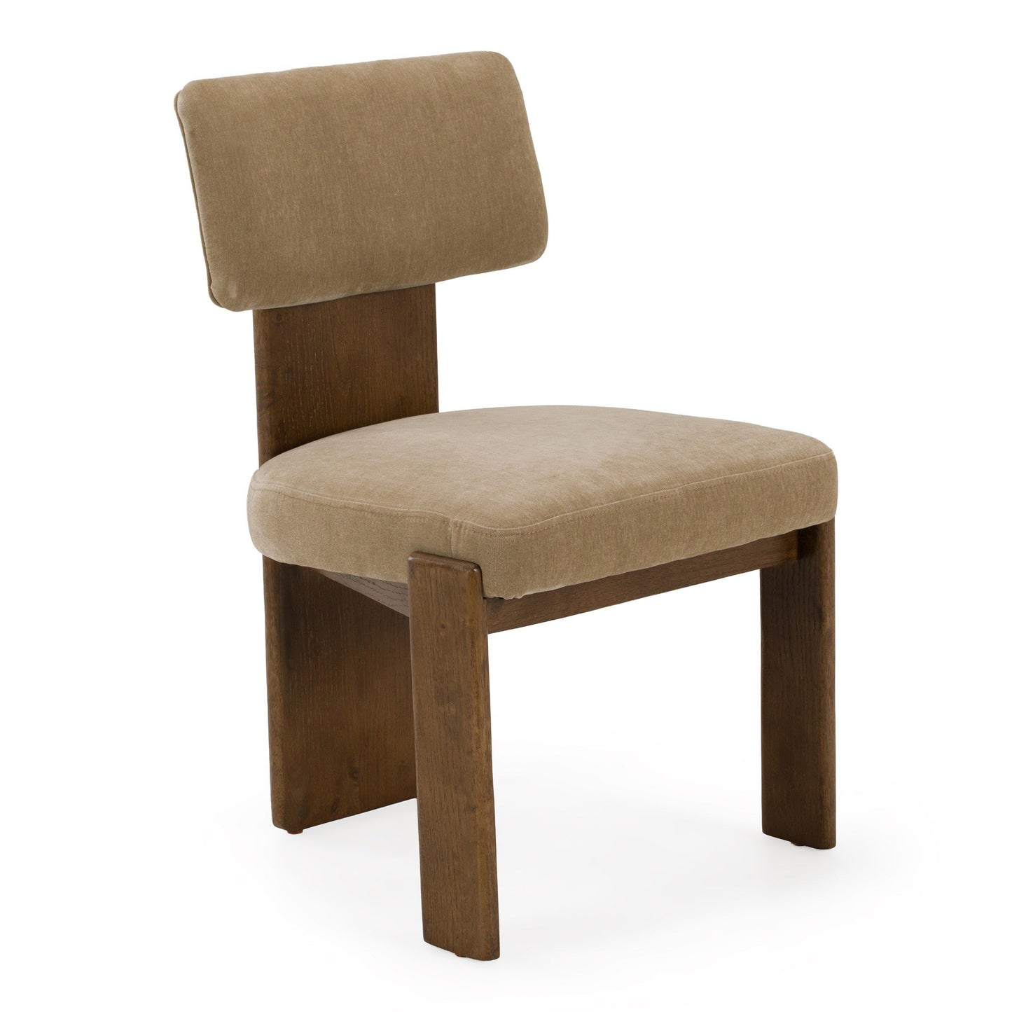 Solis Modern Tan Fabric and Walnut Dining Chairs Set of 2