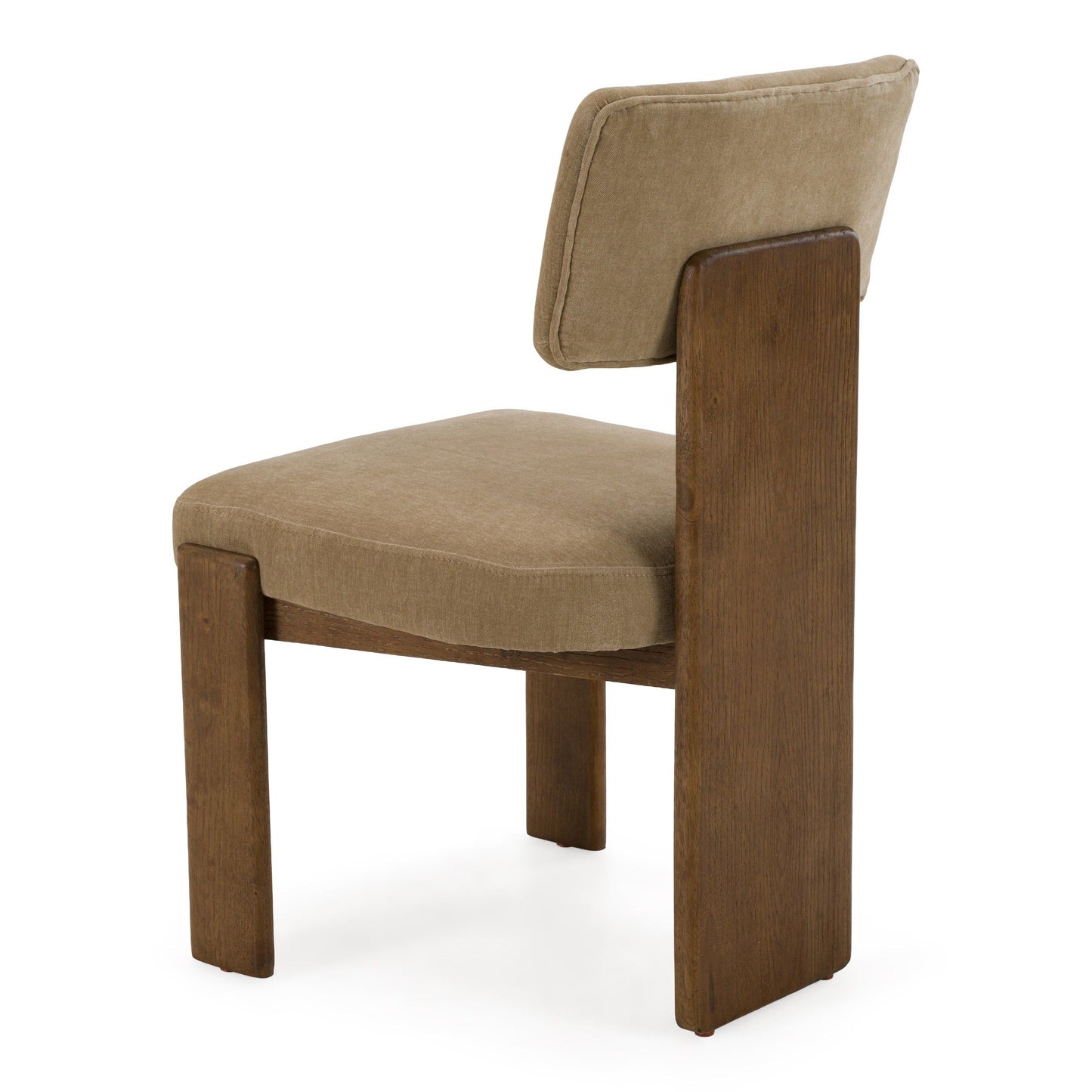 Solis Modern Tan Fabric and Walnut Dining Chairs Set of 2