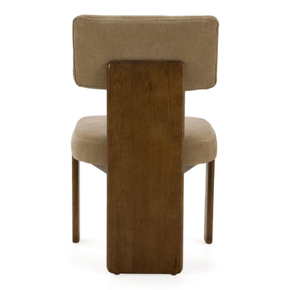 Solis Modern Tan Fabric and Walnut Dining Chairs Set of 2