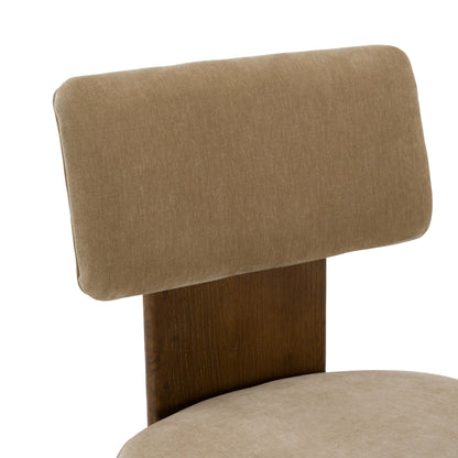 Solis Modern Tan Fabric and Walnut Dining Chairs Set of 2