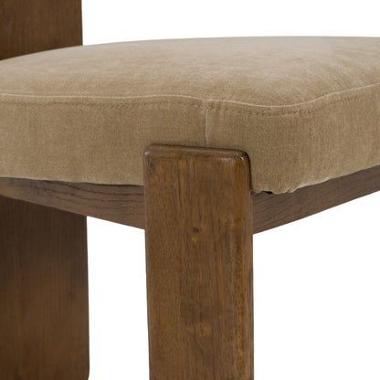 Solis Modern Tan Fabric and Walnut Dining Chairs Set of 2