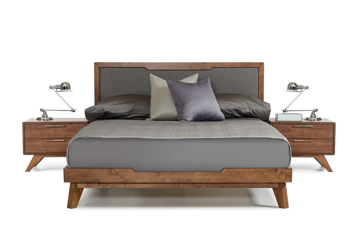 Soria Grey and Walnut Bedroom Set with Upholstered Bed