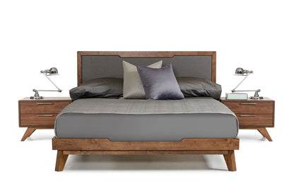 Soria Grey and Walnut Bedroom Set with Upholstered Bed