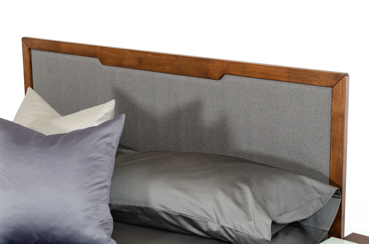 Soria Grey and Walnut Bedroom Set with Upholstered Bed