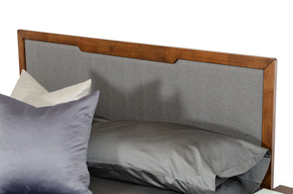 Soria Grey and Walnut Bedroom Set with Upholstered Bed