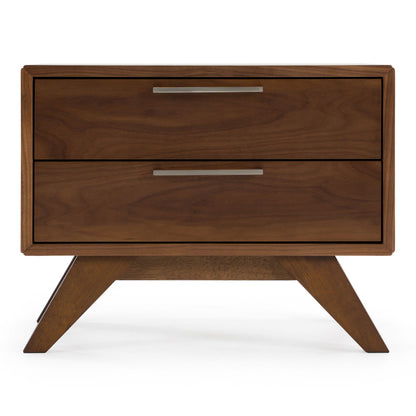 Soria Walnut 2 Drawers Nightstand