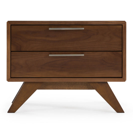 Soria Walnut 2 Drawers Nightstand