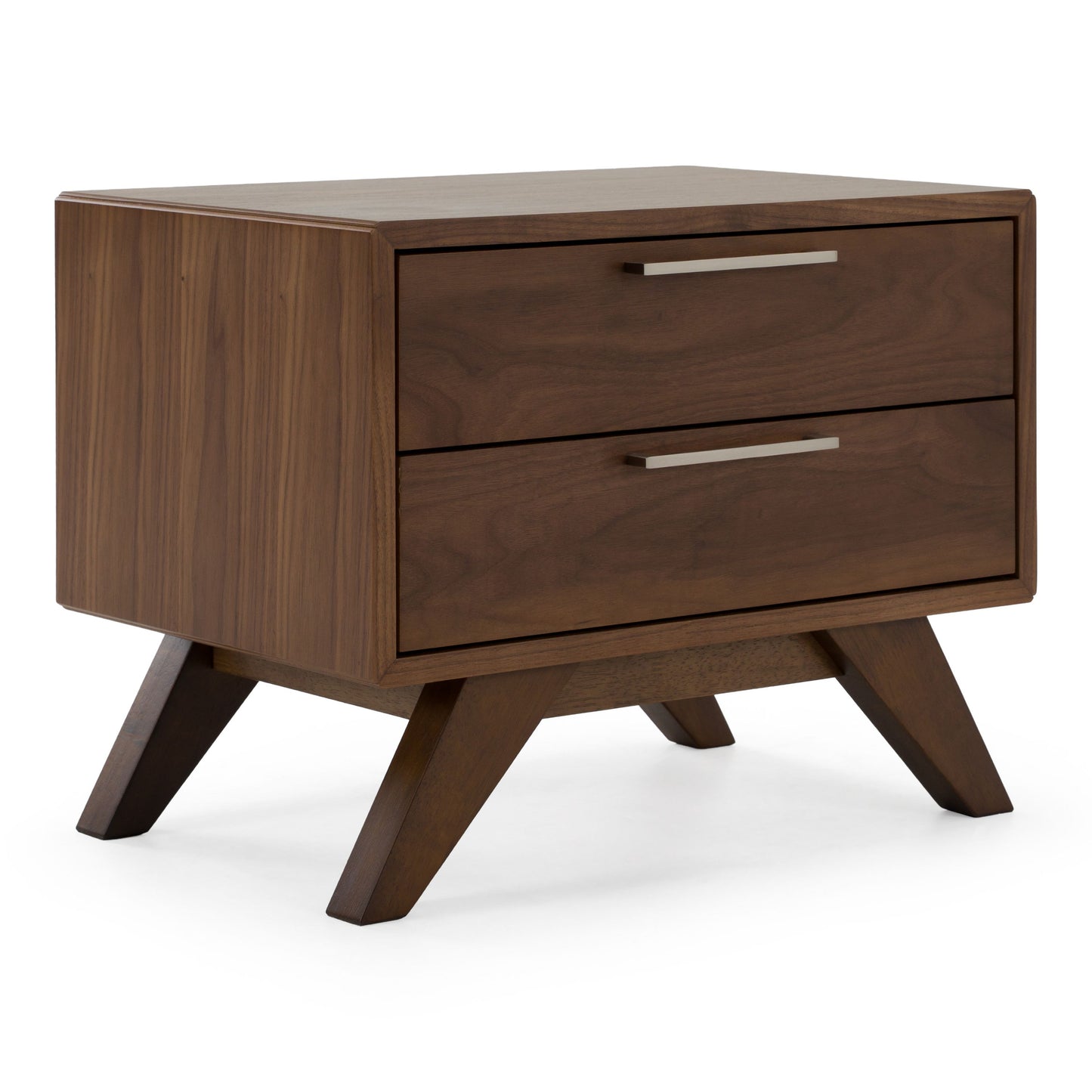 Soria Walnut 2 Drawers Nightstand