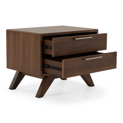 Soria Walnut 2 Drawers Nightstand