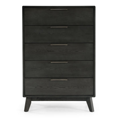 Soria Grey Wash Veneer Chest with 5 Drawers
