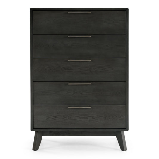 Soria Grey Wash Veneer Chest with 5 Drawers