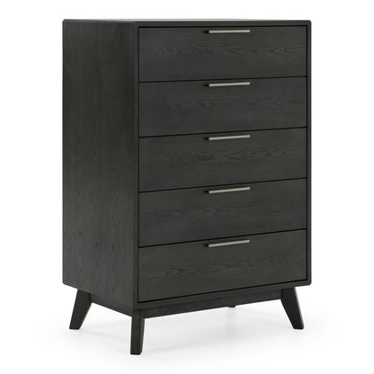 Soria Grey Wash Veneer Chest with 5 Drawers