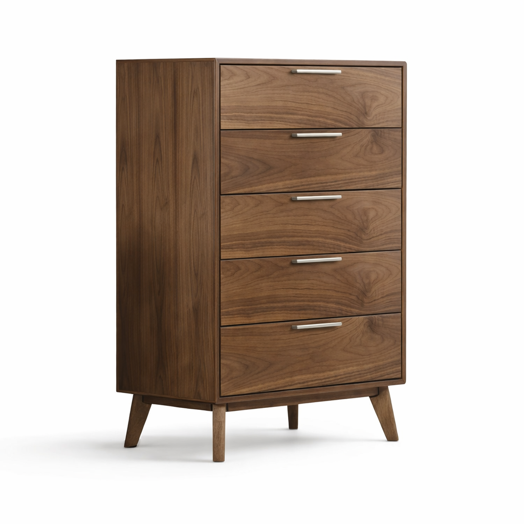 Soria Walnut 5-Drawers Chest