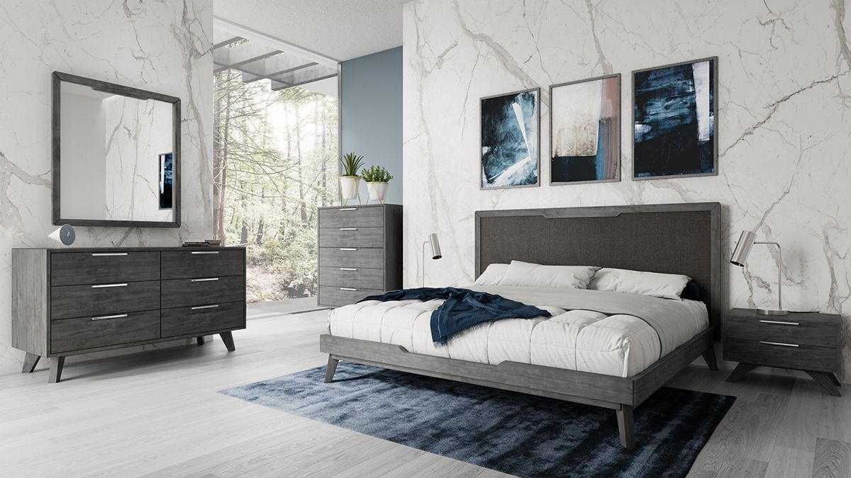Soria Grey Wash Veneer Chest with 5 Drawers