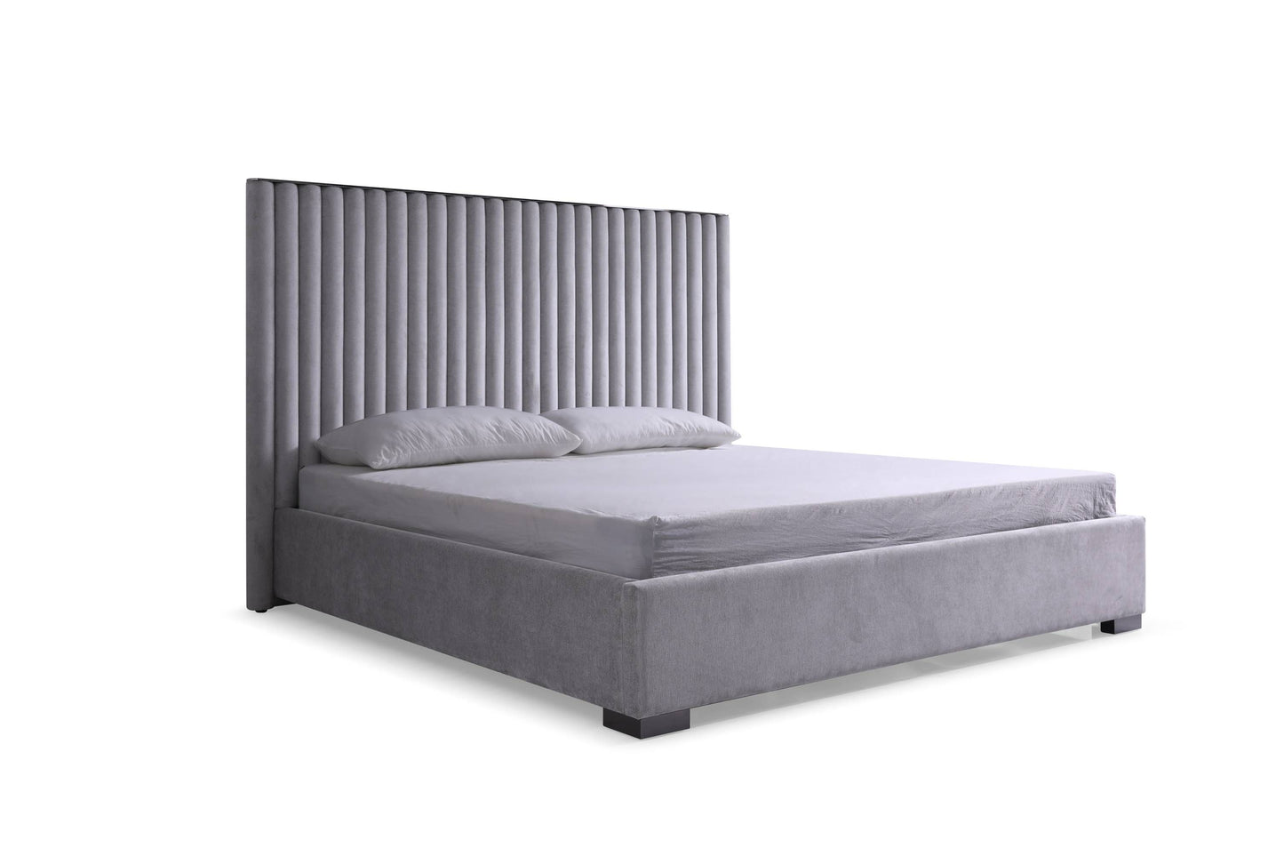 Splendor Silver and Grey Linen Upholstered King Platform Bed
