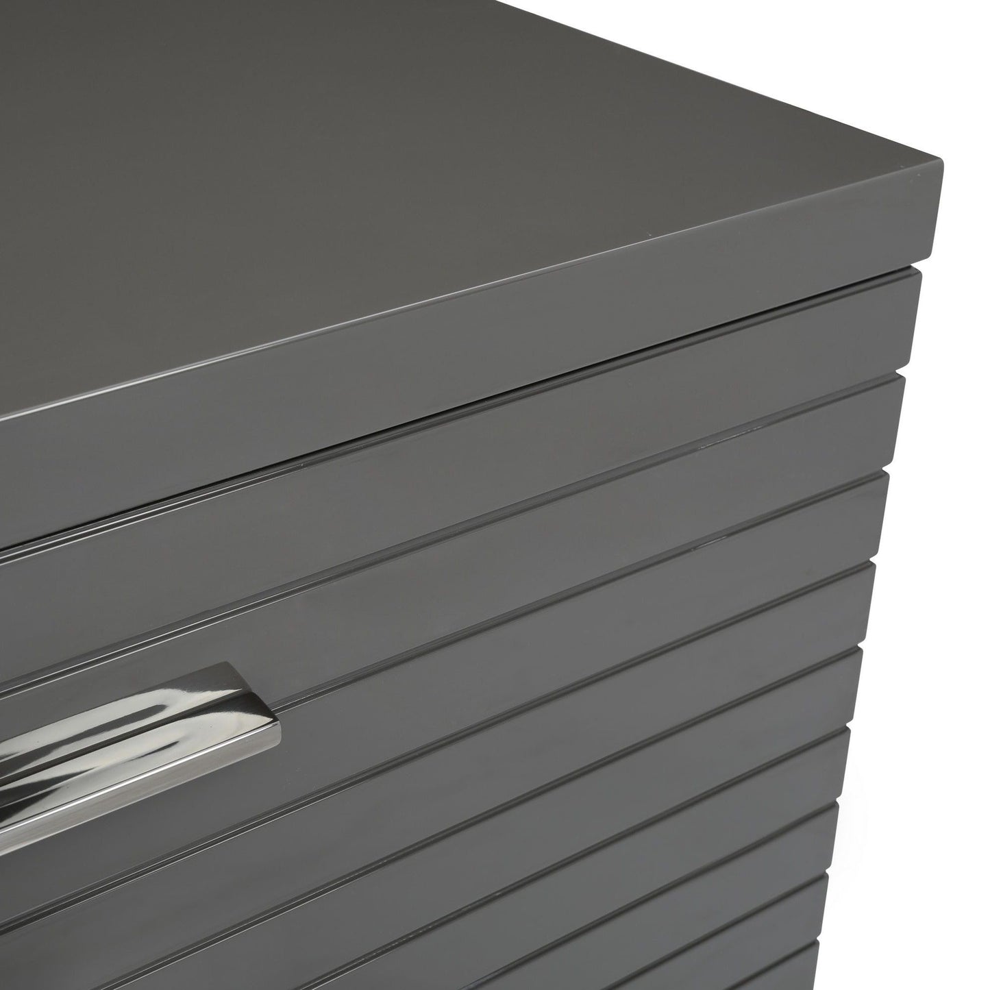 Splendor Grey High Gloss Slatted Six-Drawer Dresser
