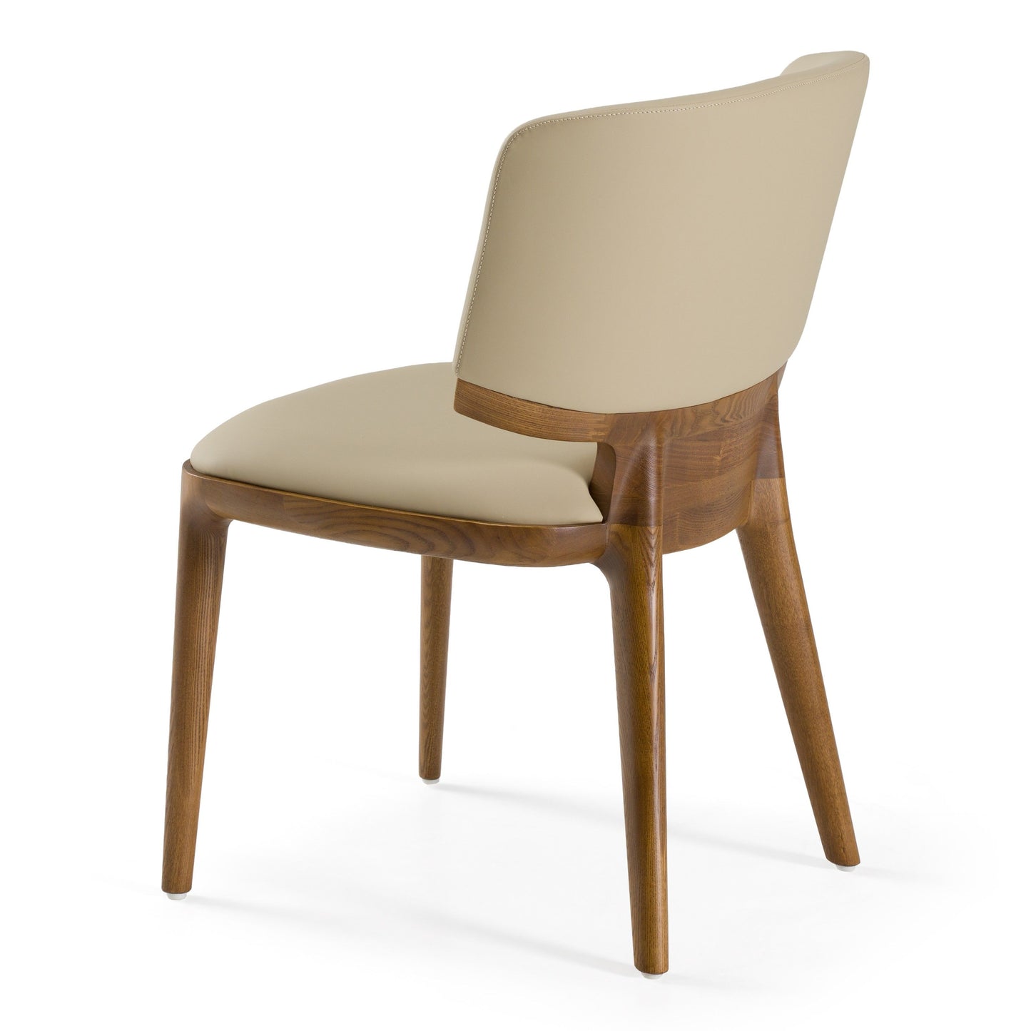 Stanley Contemporary Beige Leatherette and Walnut Set of Two Dining Chairs