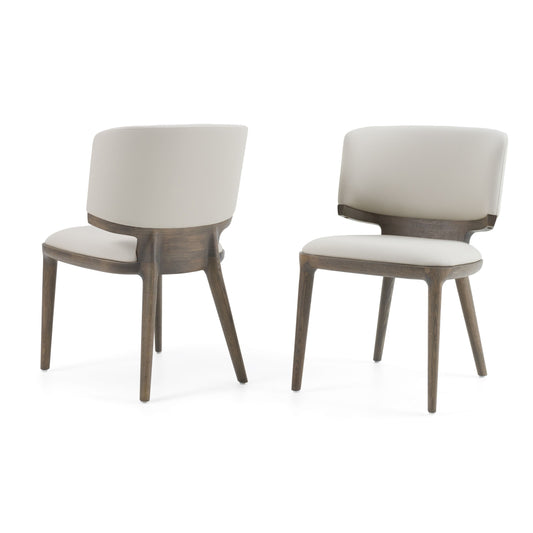 Modrest Stanley _ Contemporary Grey Leatherette and Grey Ash Set of 2 Dining Chair